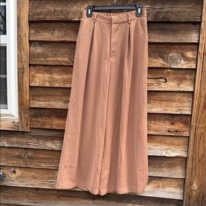 TRONJORI camel wide leg pants